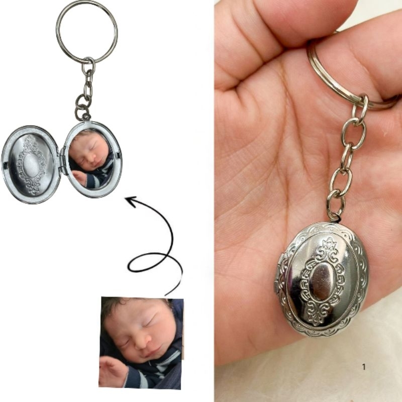 Chaveiro Medalhão Relicário em Aço Inox com 2 Fotos em Oferta na Shopee