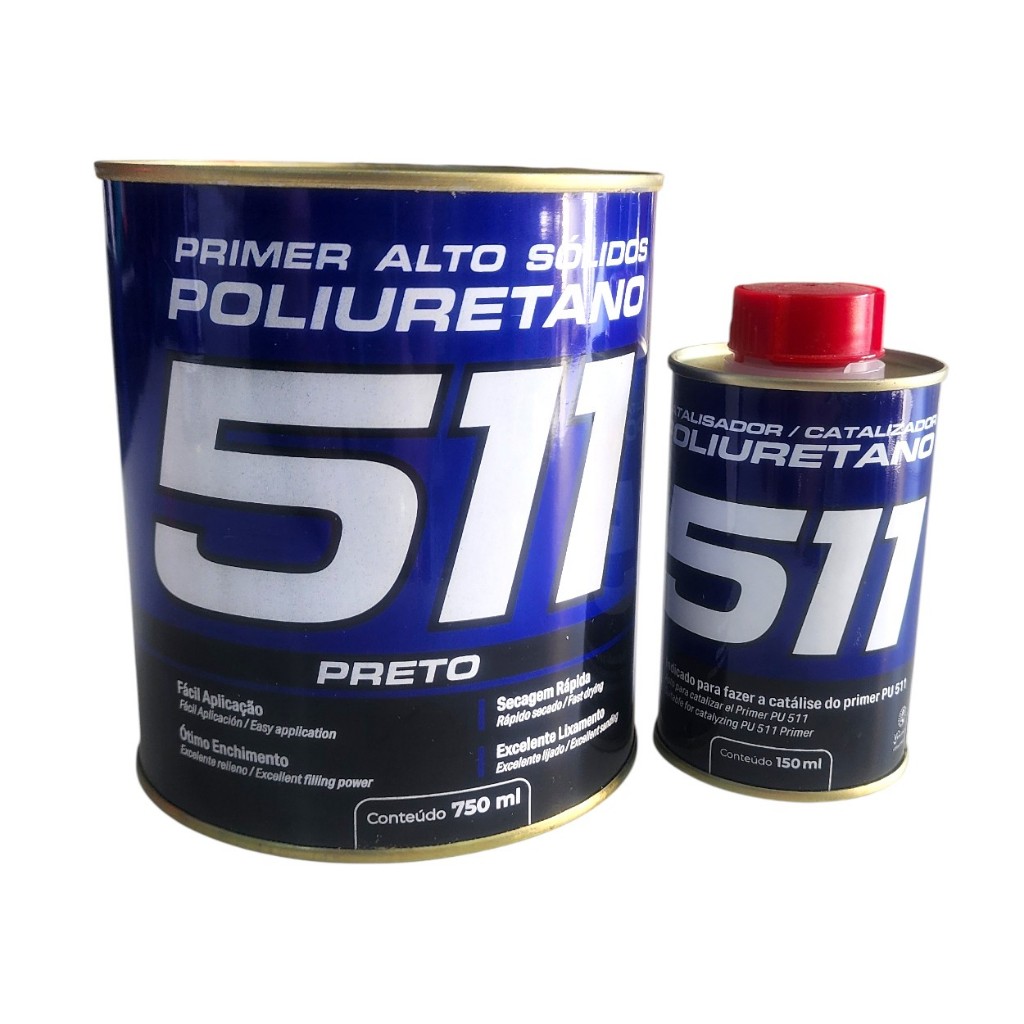 Primer Hs Pu 511 Preto Automotivo Maxi Rubber + Catalisador