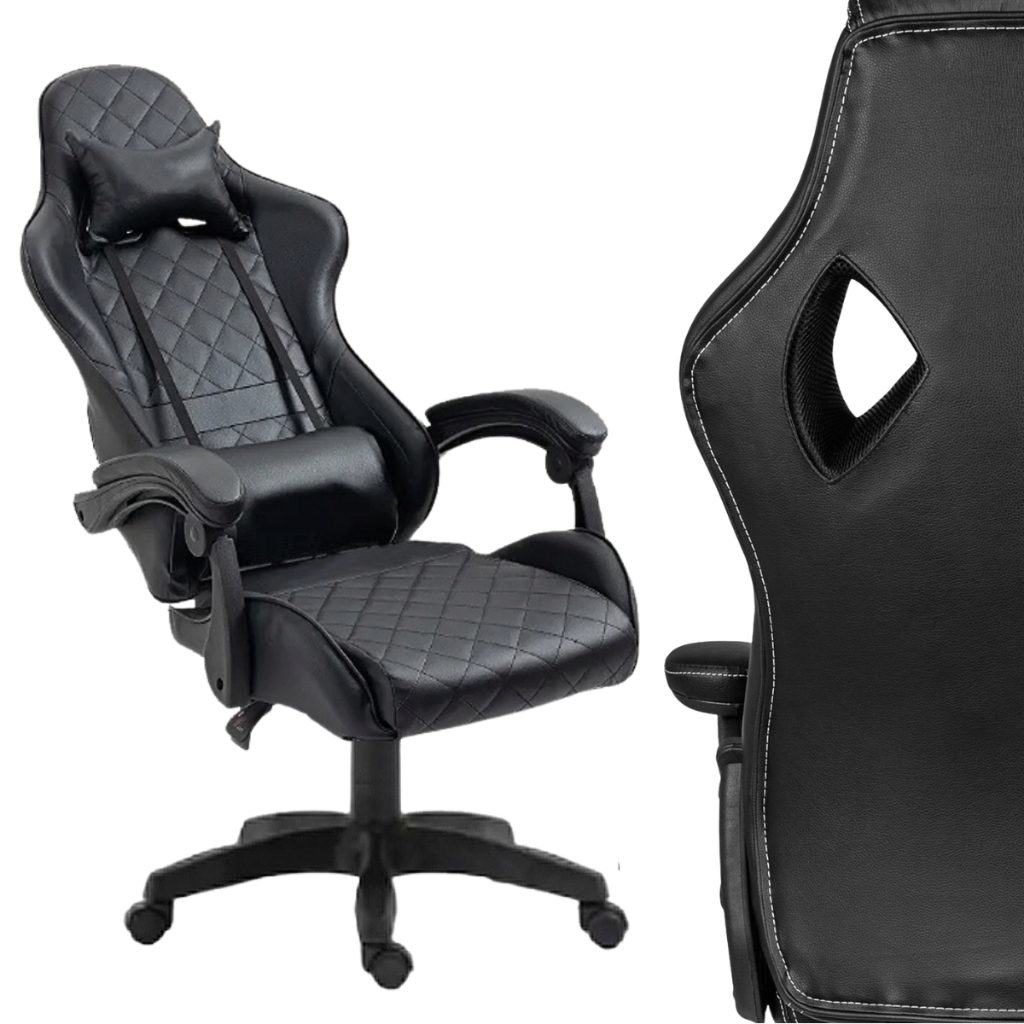 Cadeira Gamer Premium Escritório Giratória 360º Reclinável E Encosto Ajustável Couro