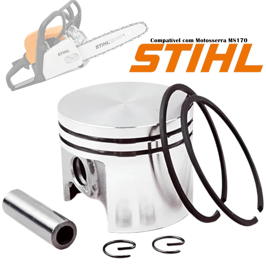 Pistão 37mm Anéis Pino Para Motosserra Sthil 170 Ms170