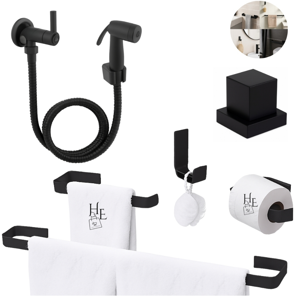 Kit Acessórios de Banheiro Lavabo Preto + Ducha Higienica+ Acabamento de Metal Padrão Deca Metal em Oferta na Shopee