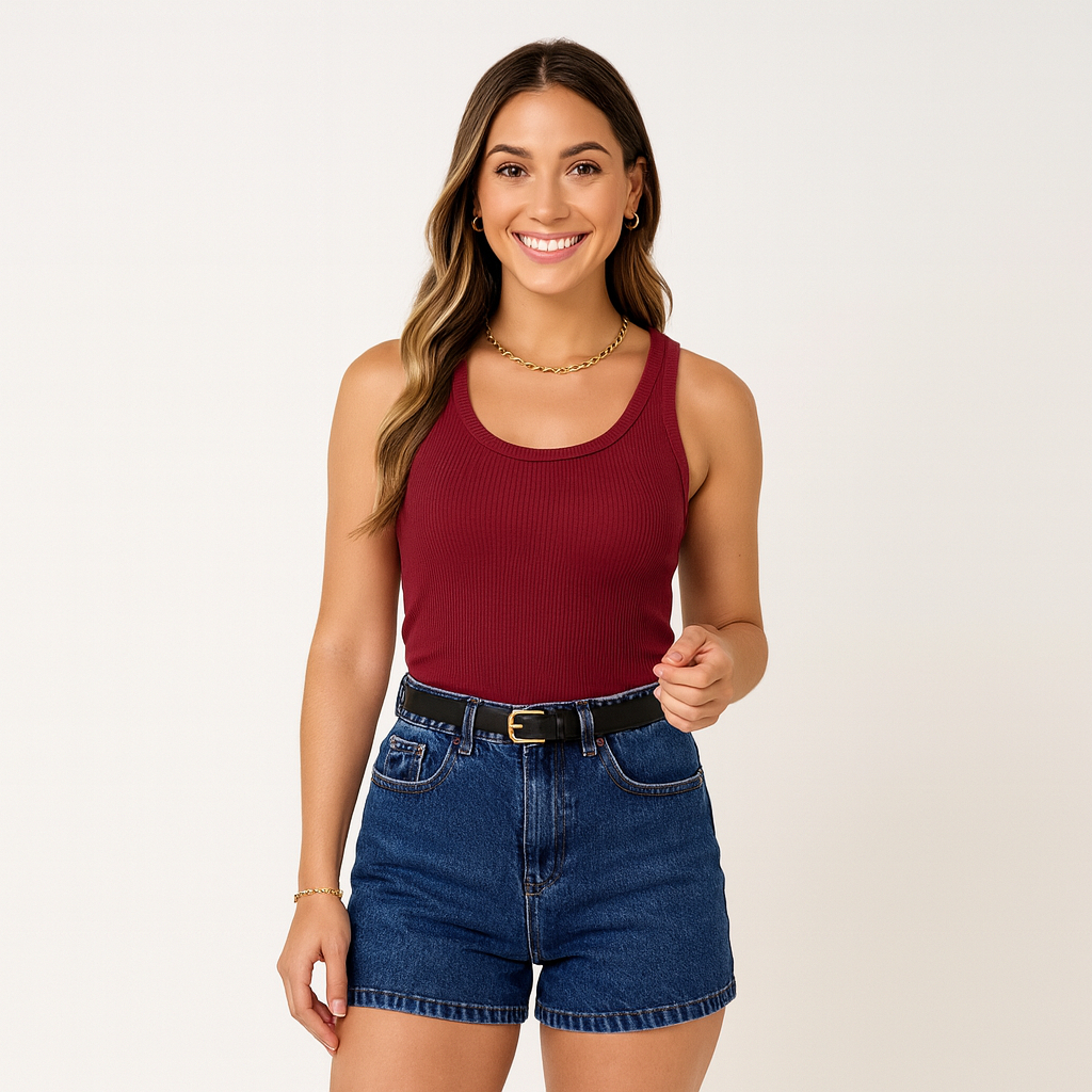 Regata Básica Ribana Canelada Algodão Elastano Premium Blusinha Feminina em Oferta na Shopee