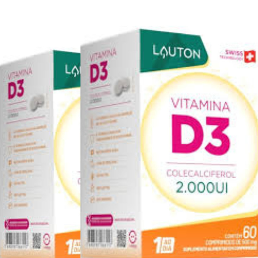 Vitamina D3 Colecalciferol 2000 Ui Premium Vegetariano Lauton - Kit 2 em Oferta na Shopee