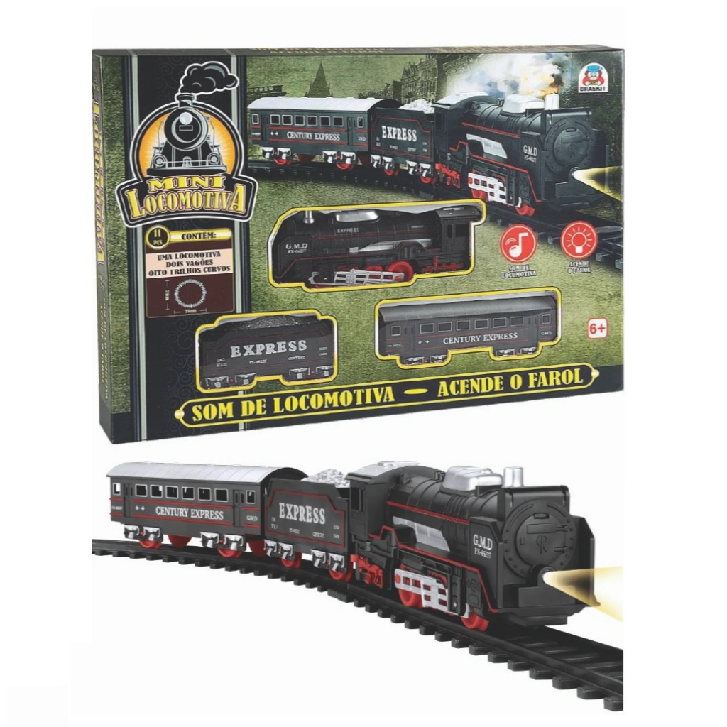 Mini Locomotiva Ferrorama Trem Elétrico Máquina Pista Vagões