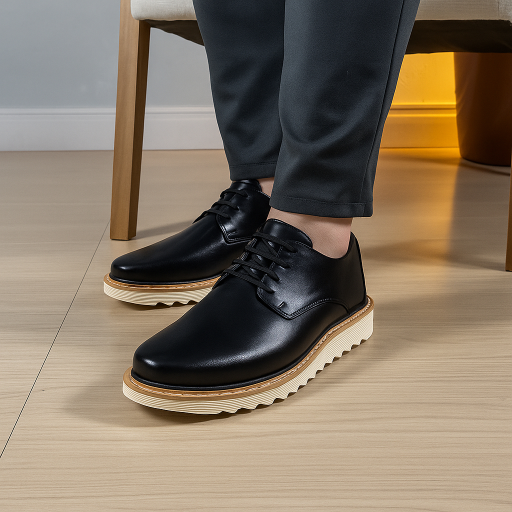 Sapato Casual Derby Tratorado Confort Premium