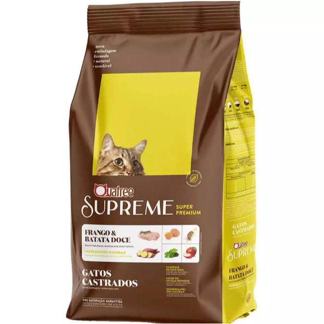 Ração Quatree Supreme Gatos Castrados Sabor Frango e Batata Doce 10,1Kg