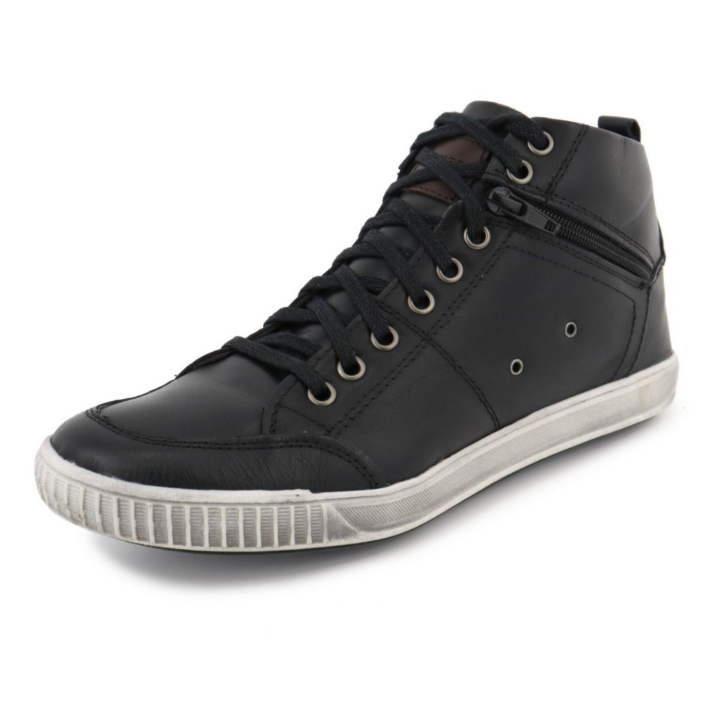 Botinha Masculina Preto em Couro Legítimo Casual Confortável