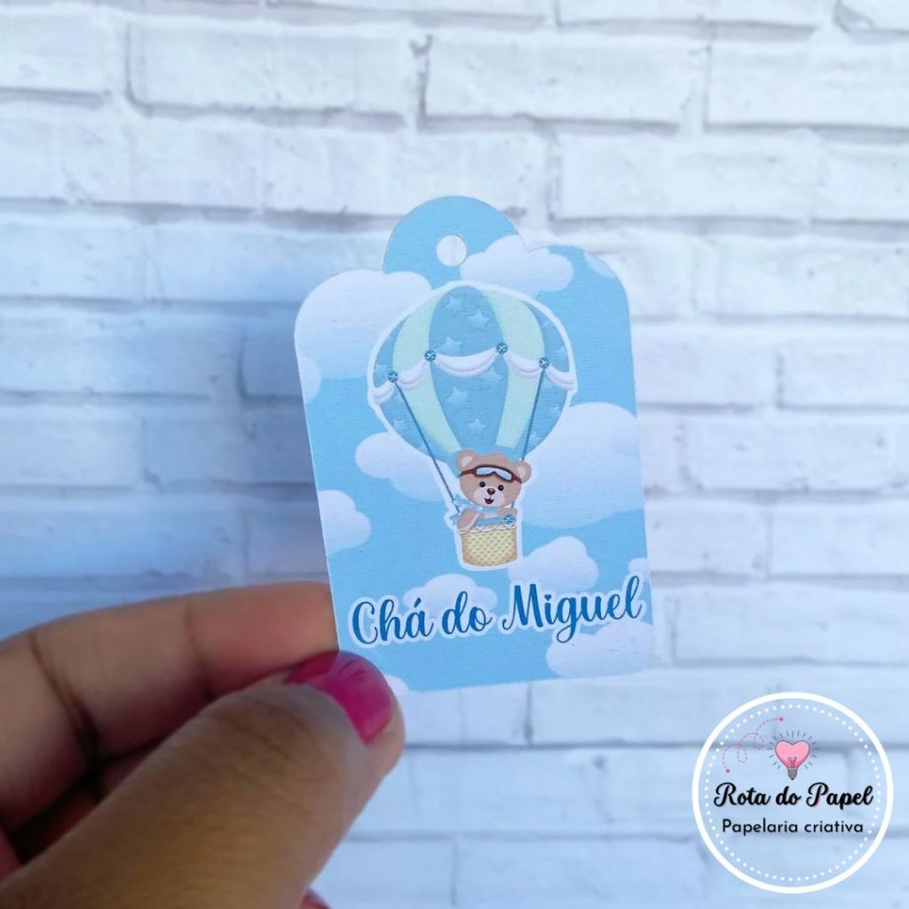 Aplique com furo Tag de Agradecimento URSO/URSINHO BALOEIRO personalizada para lembrancinhas e decoração de sacolas