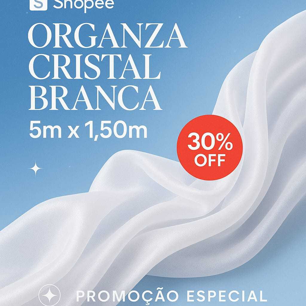 Tecido Organza Cristal Branca 5,00m x 1,50m p/ Decoração 30% OF em Oferta na Shopee