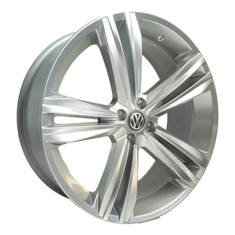 Kit 2 Rodas Tiguan Rline Aro 17 Tala 6 4x100 VW Volkswagen Gol Saveiro Cor Prata Bicos de Brinde S18