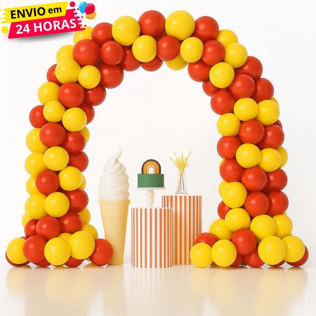 Kit 100 Balões Bexiga Latex 6,5" - Amarelo/Vermelho Decoração Aniversário Festas Eventos Bombeiro em Oferta na Shopee
