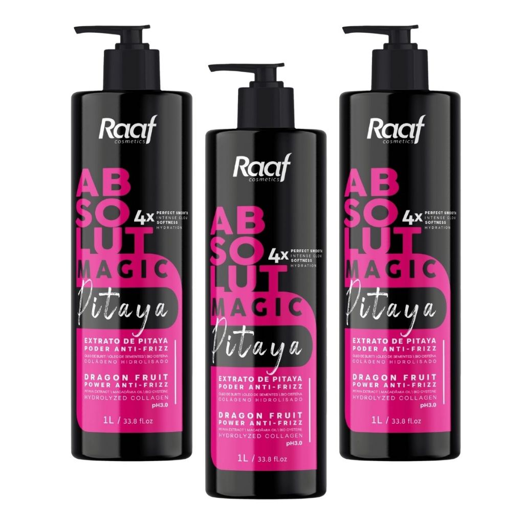 Atacado Kit 3 Selante Alisamento Progressiva Profissional Raaf Absolut Magic Pitaya Liso Intenso 1L