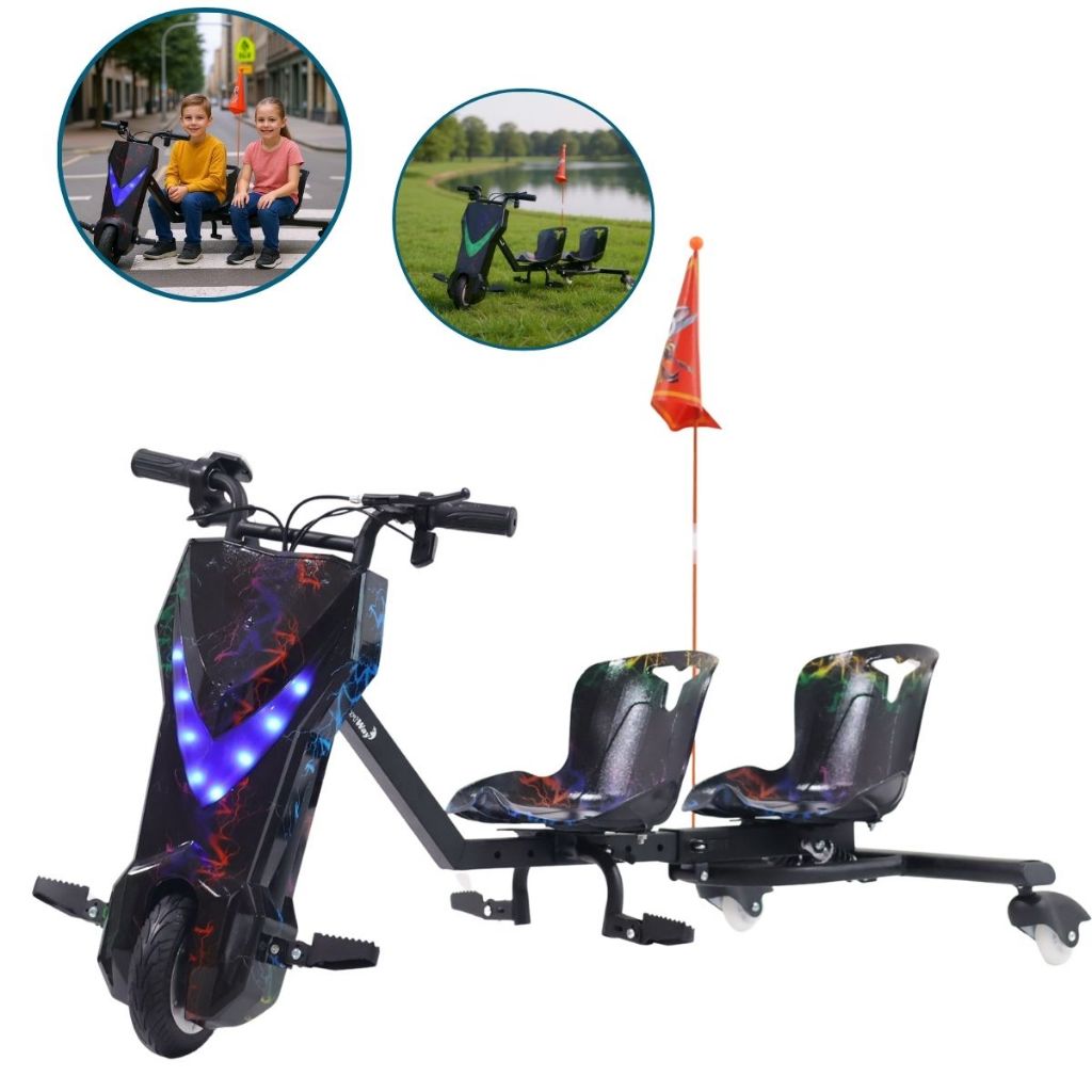 Triciclo Elétrico Drift Com Dois Acentos 250W Com Luz e Sons - Importway