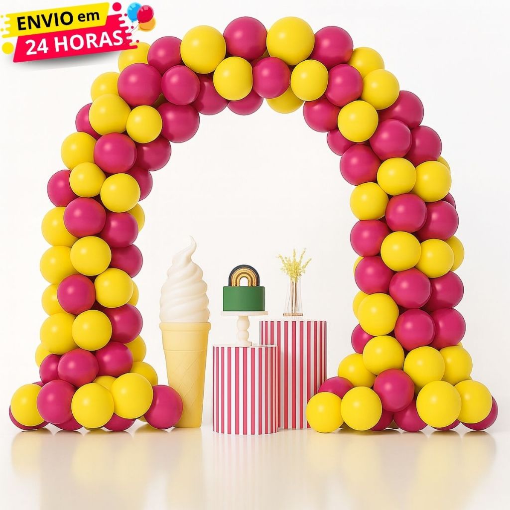 Kit 100 Balões Bexiga Latex 6,5" - Amarelo/Pink Decoração Aniversário Festas Eventos em Oferta na Shopee