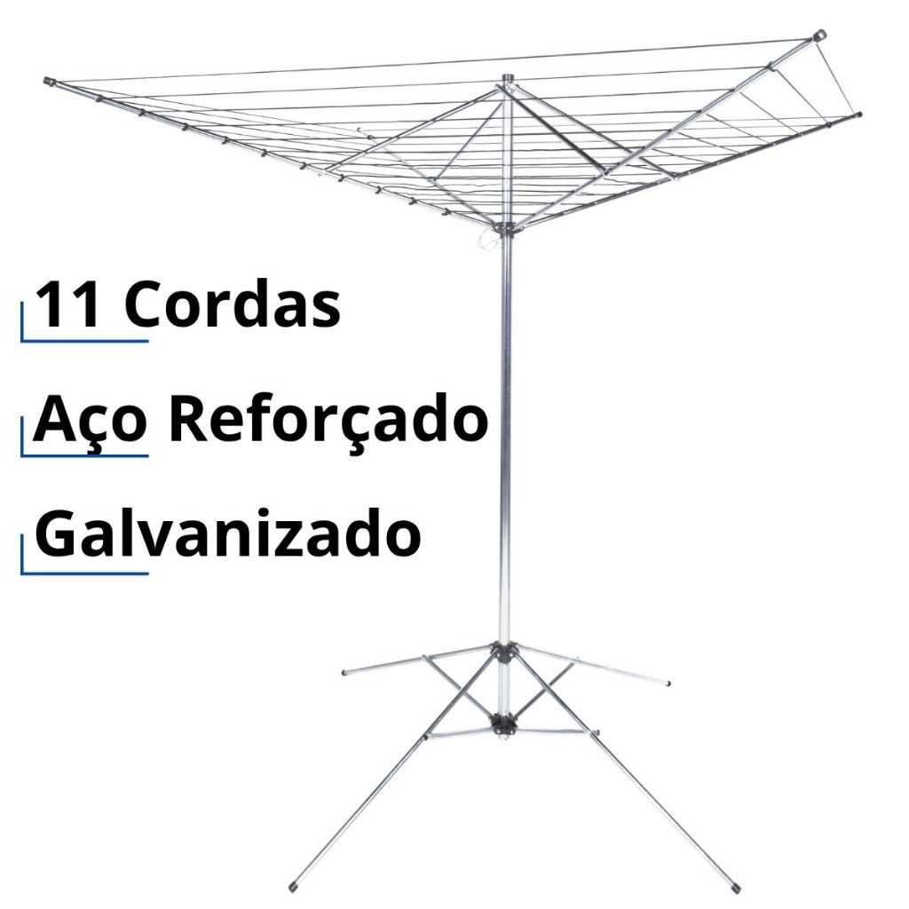 Varal de Chão Giratório 11 Cordas Grande Reforçado