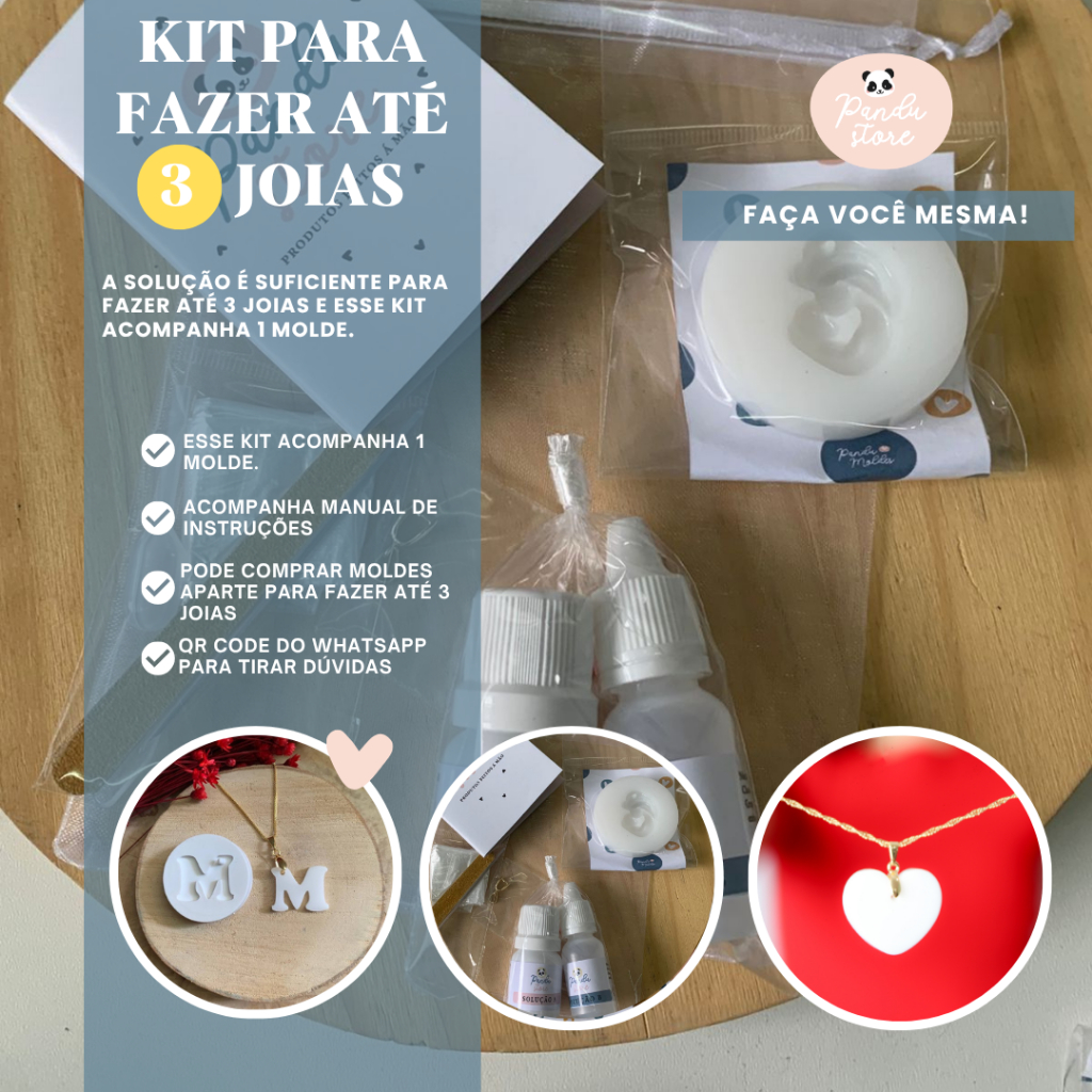 Pingente de Leite Materno Faz 1 joia - Escolha Seu Molde Kit Faça Você Mesma/ FAZ ATÉ 3 JOIAS
