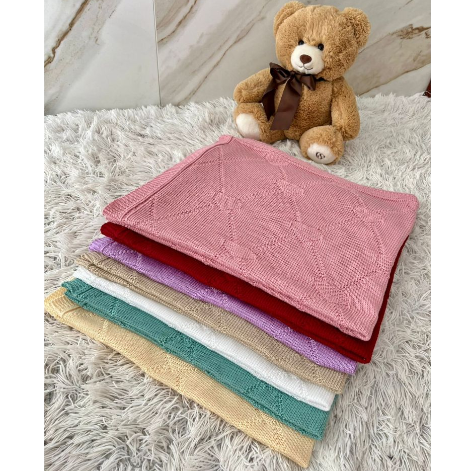 Manta Tricot Bebê Coração Saída de Maternidade Luxo Cobertor Recém Nascido Menina Menino em Oferta na Shopee