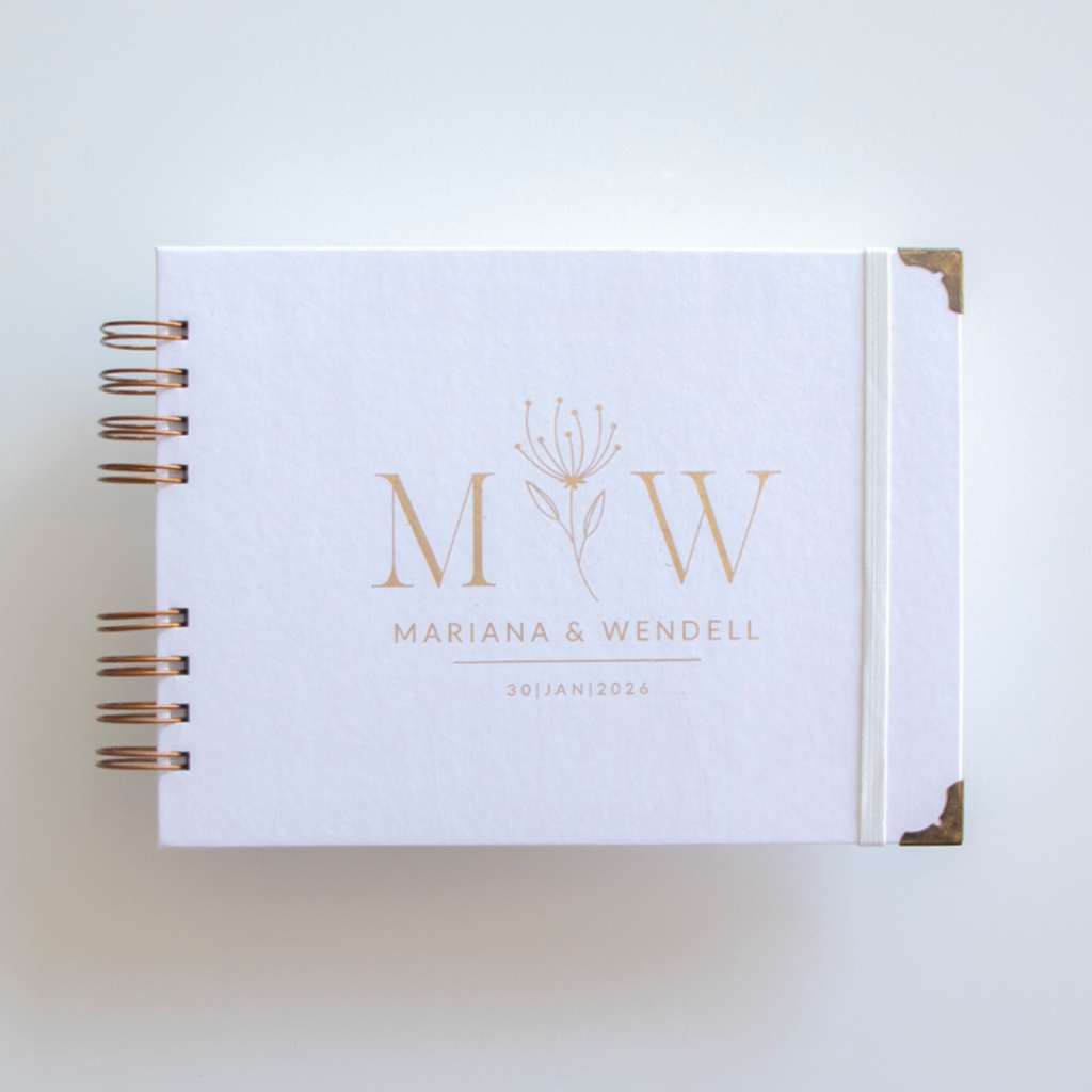 Livro para Fotos e Mensagens de Casamento - Lóris Branco