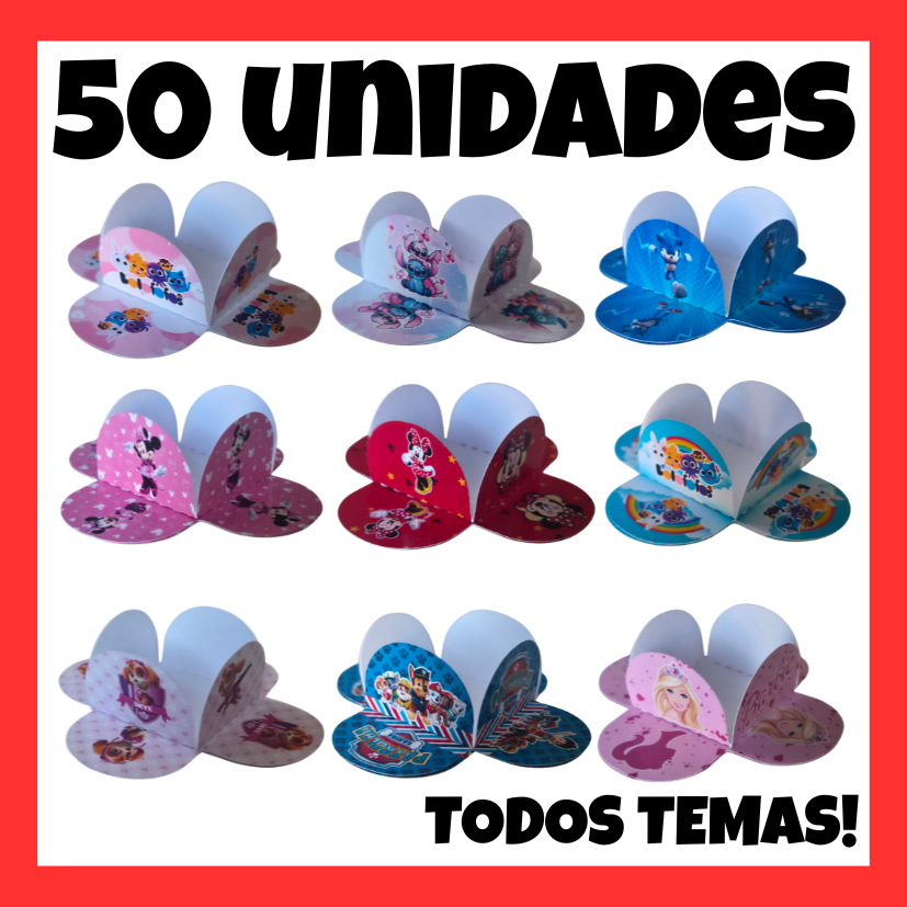 50 Forminhas de doces TODOS OS TEMAS!! em Oferta na Shopee