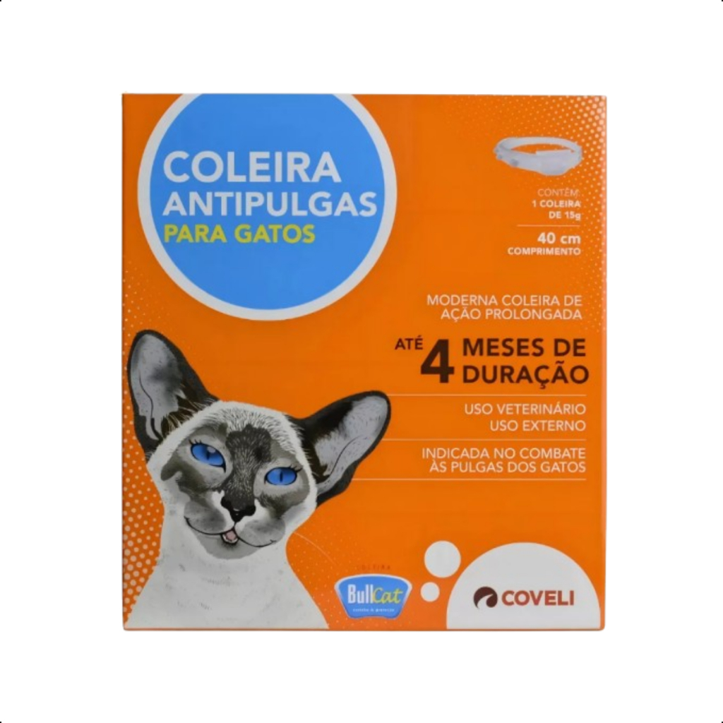 Coleira Bullcat Antipulgas Para Gatos Gato Pet 40cm Duração 4 Meses Rápida Ação