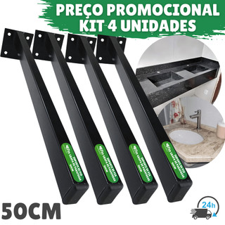 Kit 4 Suportes De Pia Bancada Mesa 50cm Grapa De Parafusar Com Pintura Eletrostática Base Reforçada