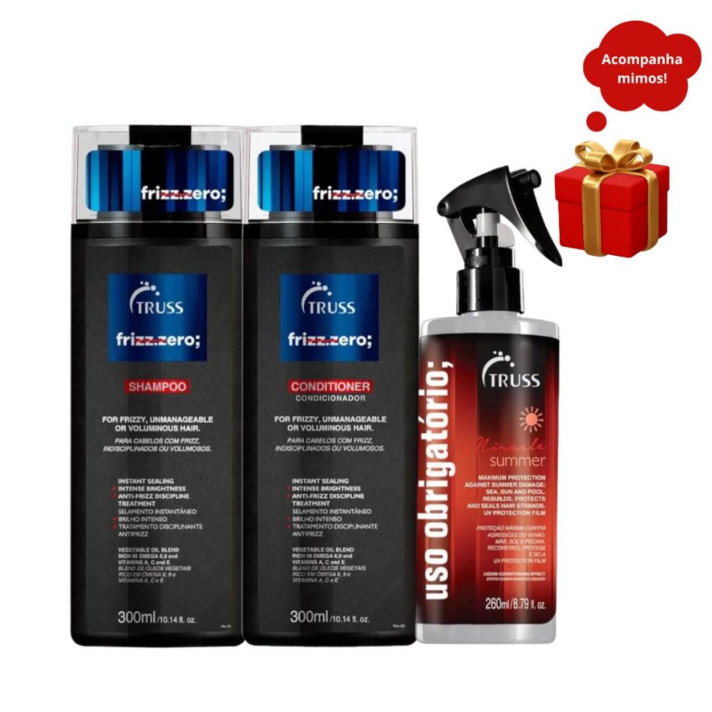Truss Frizz.Zero  Shampoo e Condicionador 300ml+Summer Miracle 260ml