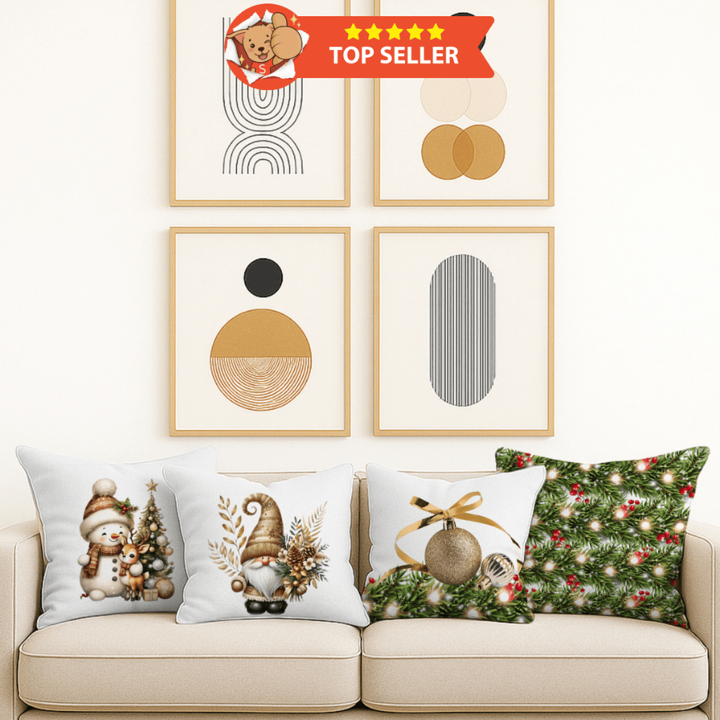 Kit 4 Capas de Almofada Natal 45x45cm – Ideal para Sala, Quarto ,Sofá, Poltrona  e Decoração