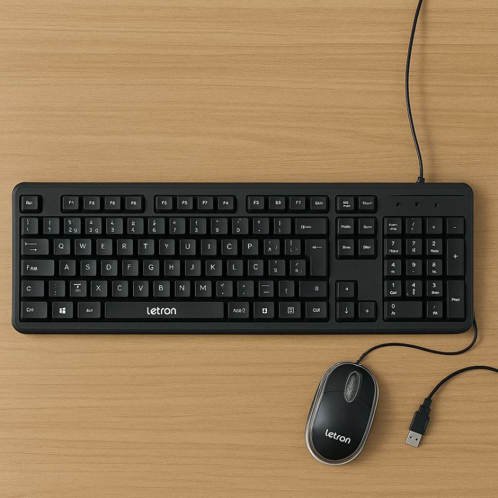 Kit Teclado + Mouse USB Letron Preto ABNT2 105 Teclas Resistente Água