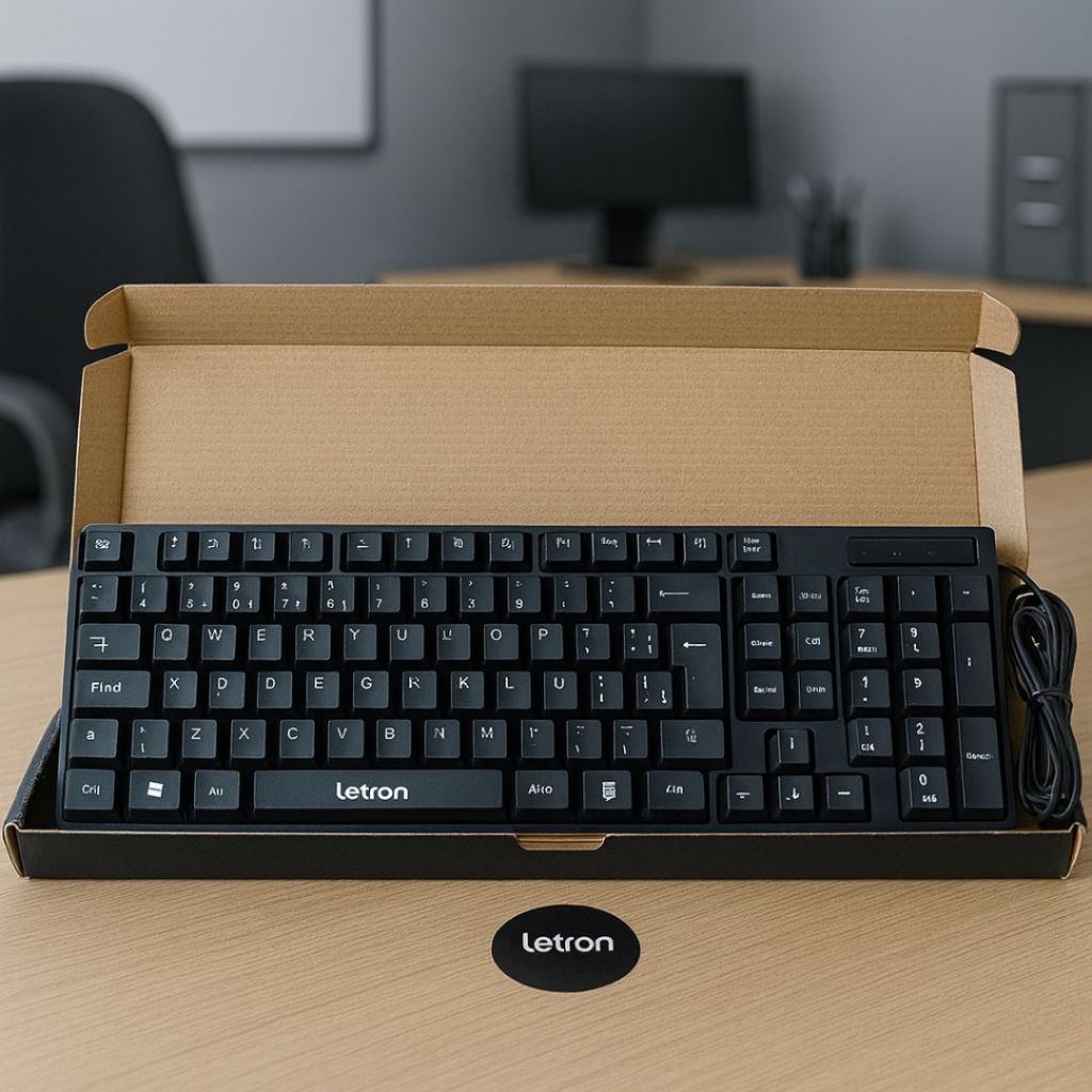 Teclado USB Letron ABNT2 105 Teclas Resistente à Água Cabo 1,2m Preto