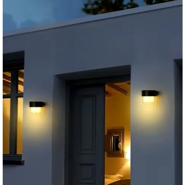 Luminária Arandela Sobrepor Solar 3 Tons De Luz Preta