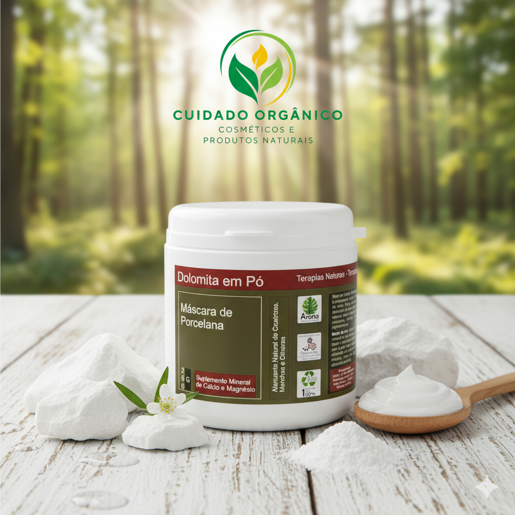 Dolomita em pó / Máscara de porcelana - Suplemento Mineral In Natura de Cálcio e Magnésio - 250G