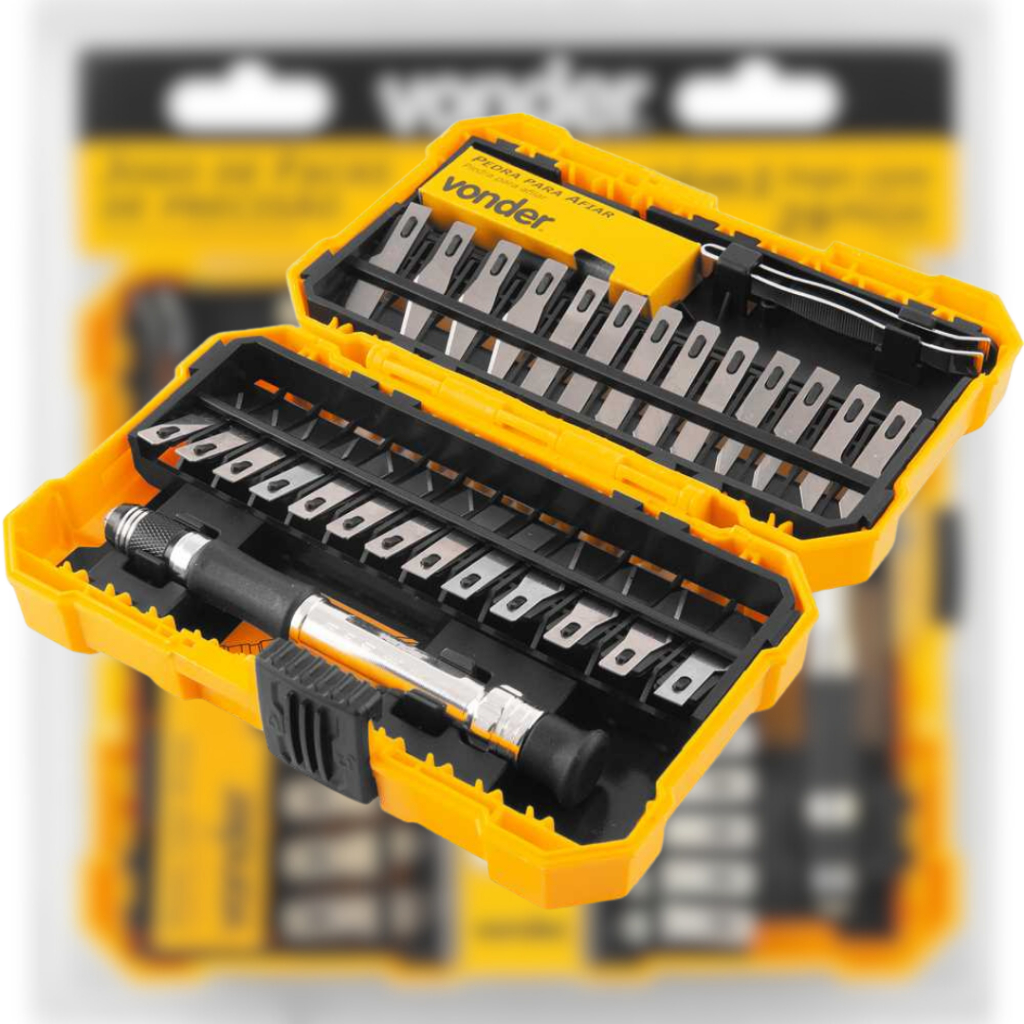 Kit Facas de Precisão Vonder 29 Peças Profissional Estilete Bisturi Artesanato e Hobby