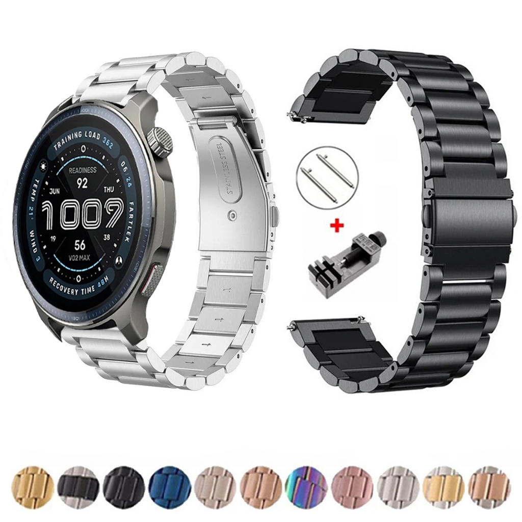 Pulseira de 22mm Metal Elos de aço inox para Smartwatch Amazfit Balance 2 de Engate Rapido