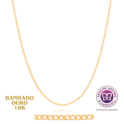 Cordão Rommanel Corrente Masculina 70cm Elo Diamantado Banhada A Ouro 18k