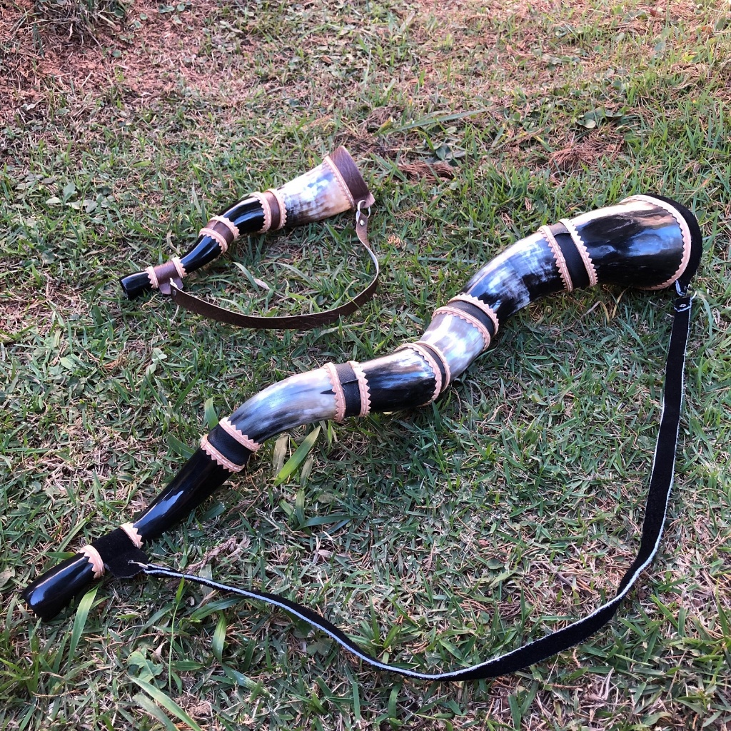 Kit berrante pai e filho com chifre de boi super resistente ótimo som melhor custo benefício