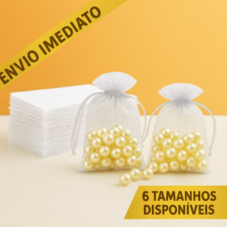 Kit 100 Saquinhos Saco Organza 7x9 / 9x12 / 10x15 / 12x17 / 20x30 / 20x35 Branco Lembrancinha Natal Jóia Festa Casamento em Oferta na Shopee
