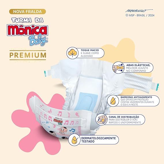 Detalhes do Fralda baby Premium Turma Monica P 44Un