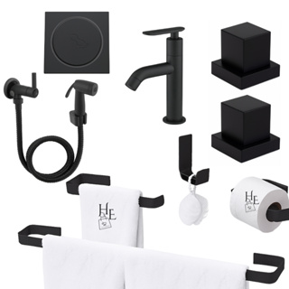 Kit Acessórios de Banheiro Preto +Torneira Bica alta+ Ducha Higienica+ 02 Acabamento Metal Deca+ Ralo Click 10x10 em Oferta na Shopee