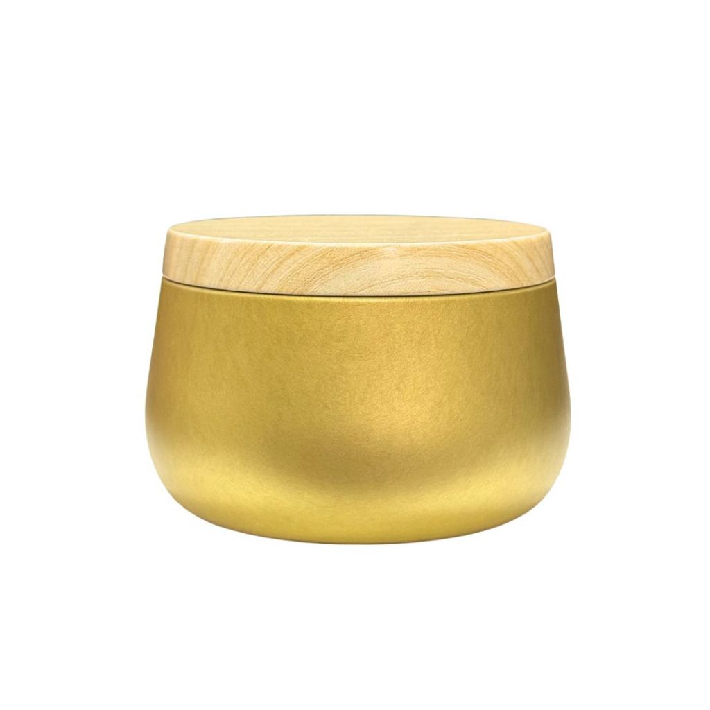 Pote Alumínio Redondo Ouro 250ml com Tampa Pintura Madeira em Oferta na Shopee