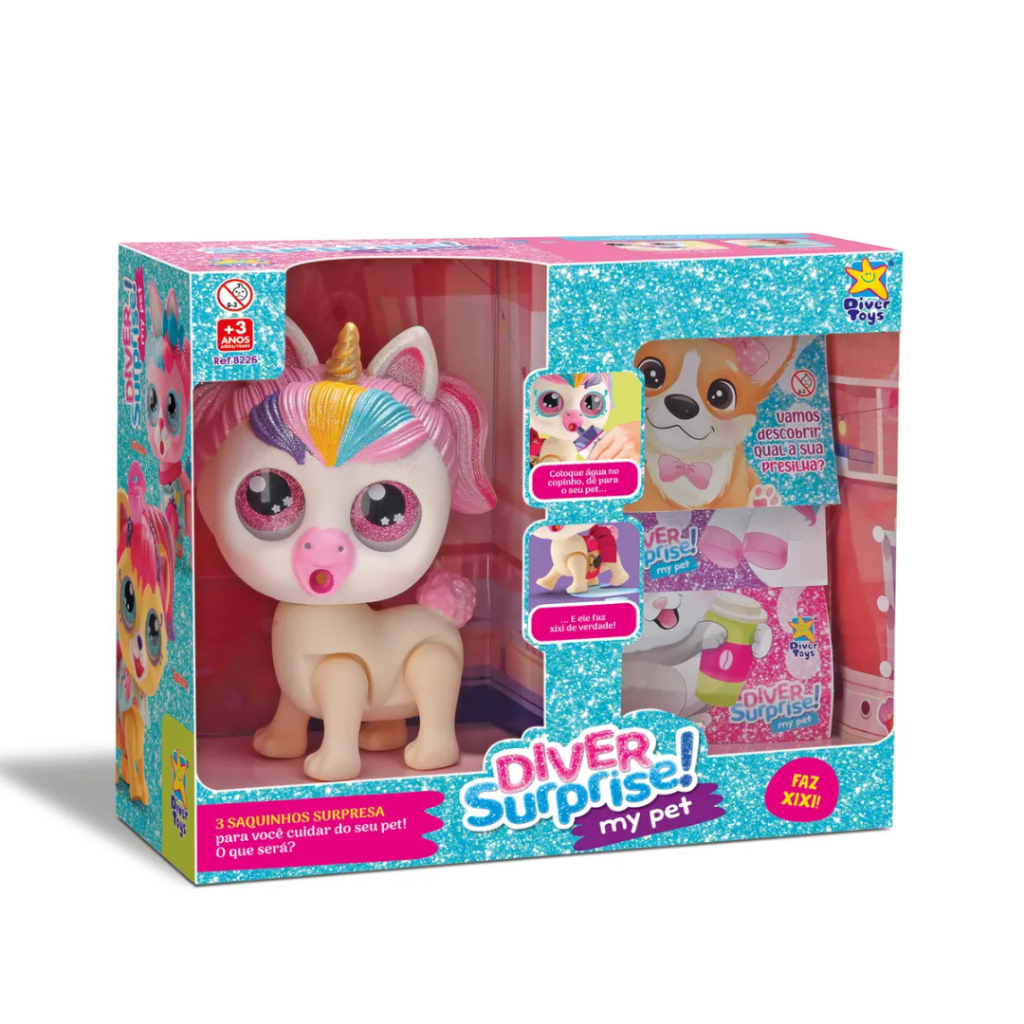 Cachorrinho Boneco Diver Surprise My Pet Faz Xixi Sortido Divertoys