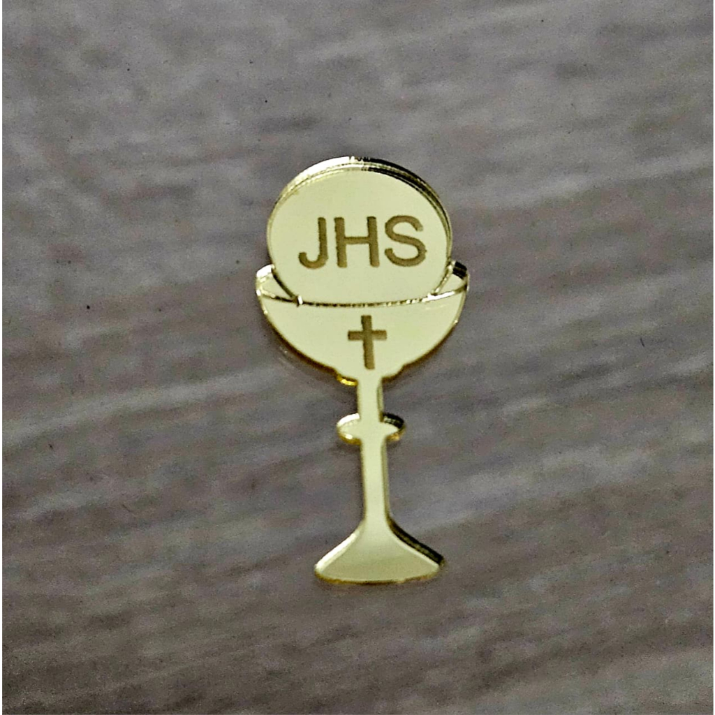 Cálice Hóstia JHS  Ostensório Eucaristia Comunhão Acrilico Espelhado Dourado - 3cm em Oferta na Shopee
