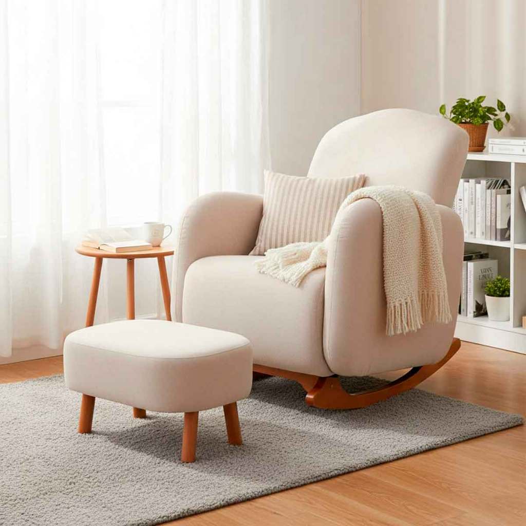 Poltrona Decorativa Organica Curva Para Amamentação Suede Cores