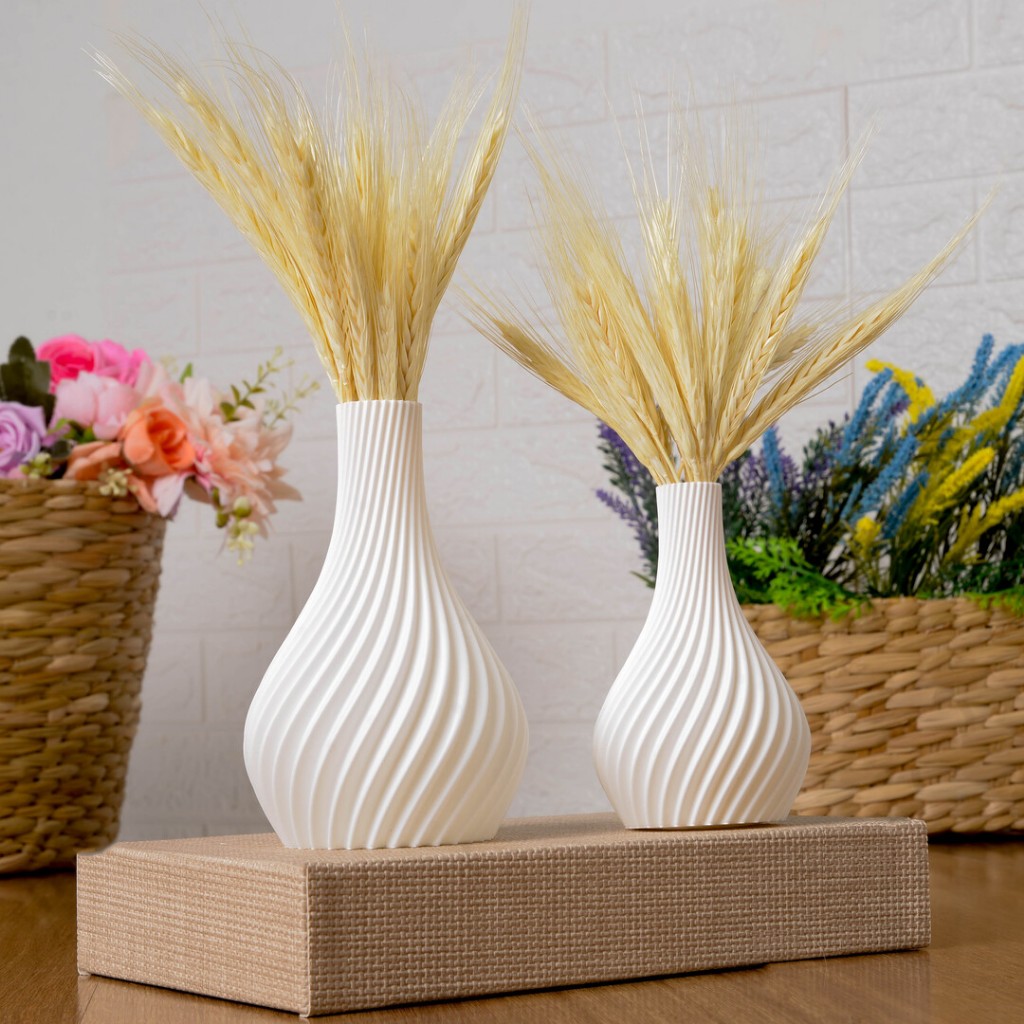 Kit 2 Vasos Decorativos Enfeite de Plástico para Sala, Rack, Banheiro, Casa e Escritório | Decoração Moderna Trigo seco em Oferta na Shopee