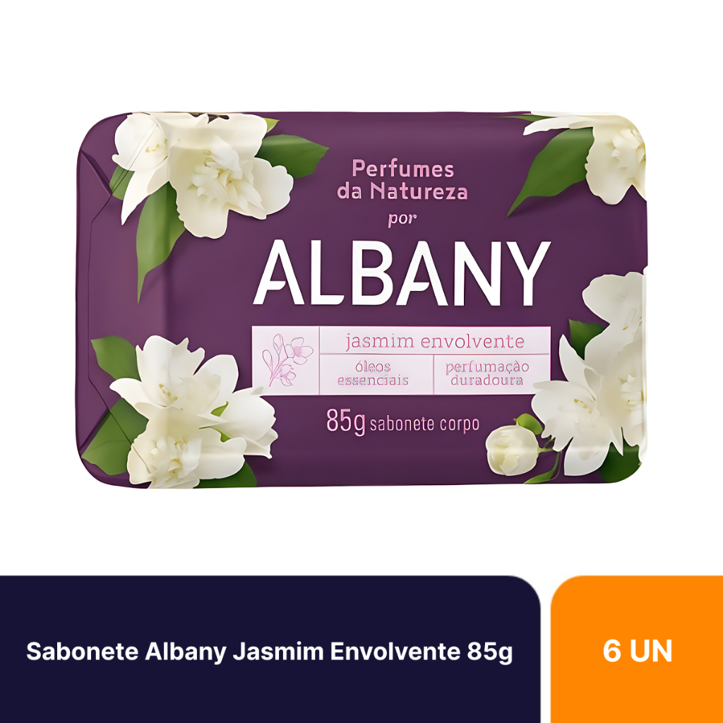 Kit 6un Sabonetes Em Barra Albany Perfumes Da Natureza Jasmim Envolvente Com 85g em Oferta na Shopee