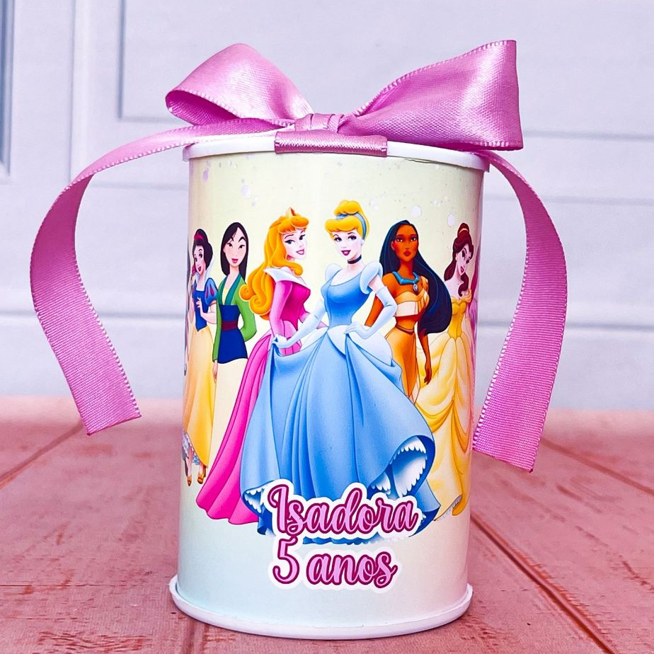 Cofrinho Personalizado Infantil com Nome e Idade – Lembrancinha de Festa Tema  Princesas