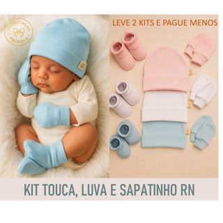Kit Maternidade Recém Nascido 100% Algodão Antialérgico Touca Luva Sapatinho em Oferta na Shopee