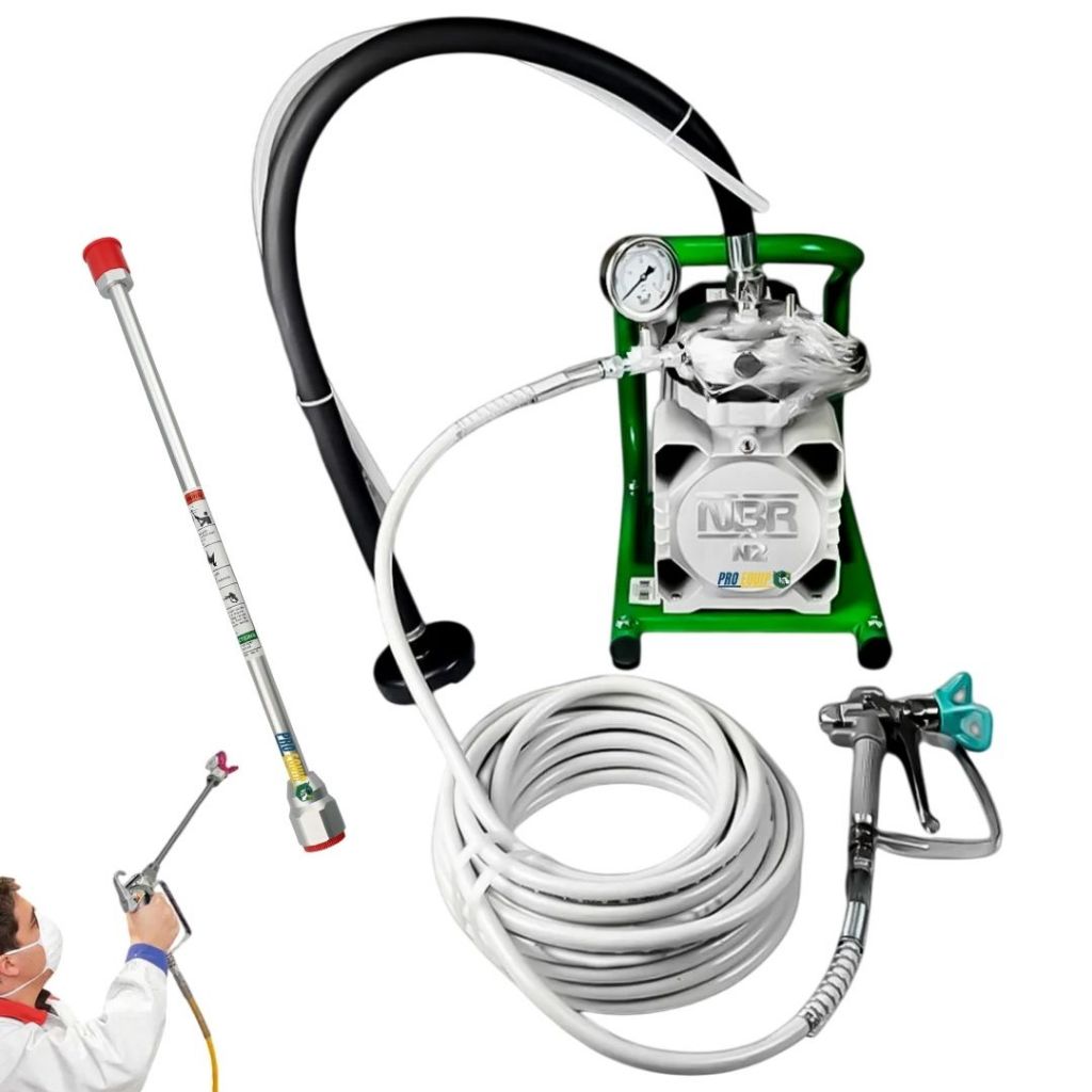 Máquina de Pintura Airless Nauber NBR N2 220V 1300W 2200PSI Pistola Mangueira Bico 517 Profissional