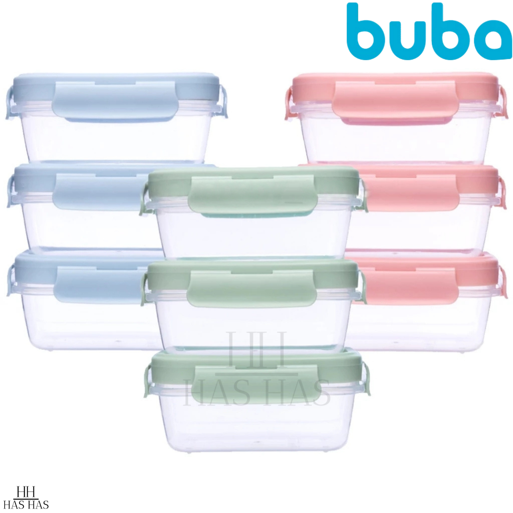 Kit 3 Potes Herméticos Buba Com Trava Kit Potinhos Com Tampa Recipiente Antivazamento Azul Rosa em Oferta na Shopee