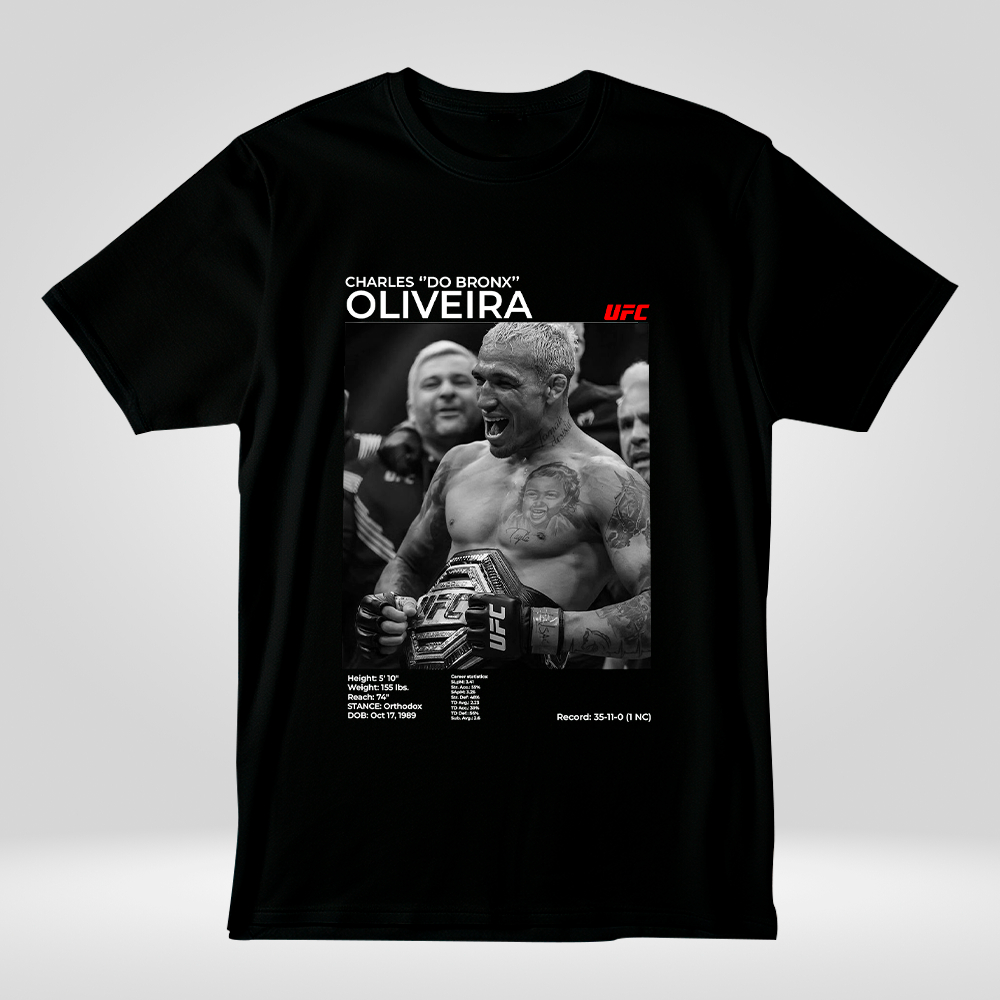 Camiseta Oversized Lutador Charles Do Bronx Problema Liga Campeão Mundial UFC 100% Algodão Unissex