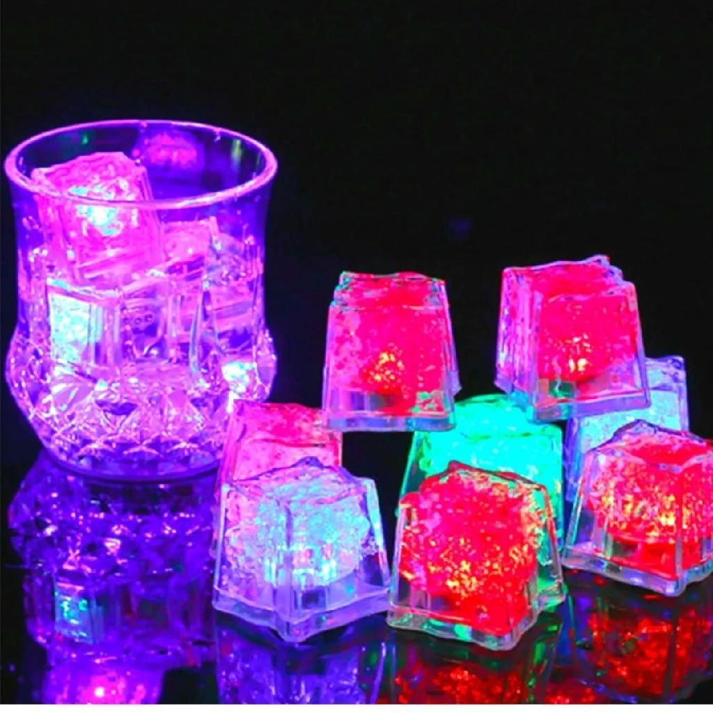 Kit Cubos de Gelo Led Neon Pisca Pisca Festa Balada Drink Decoração Colorido Divertido